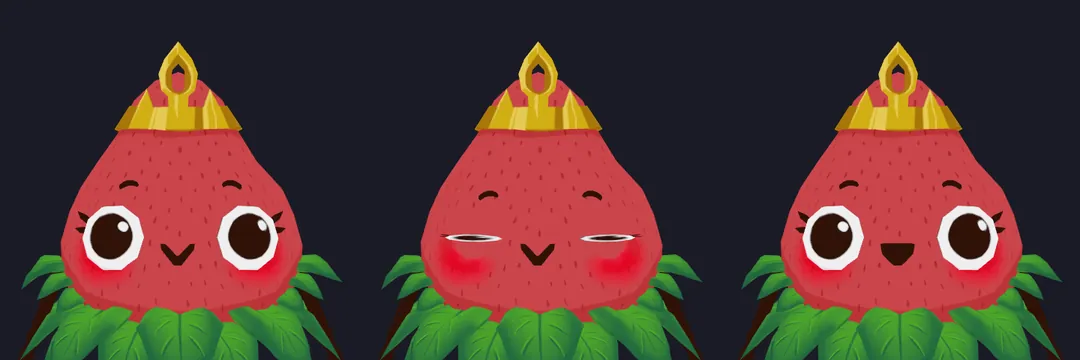 Strawberry Princess, ein kostenloses VRM-Modell: in Ruhe, blinzelnd, Mund offen